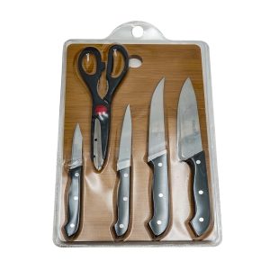 Juego de cuchillos y tabla de picar de bambu PE001