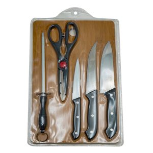 Juego de cuchillos y tabla de picar de bambu PE002