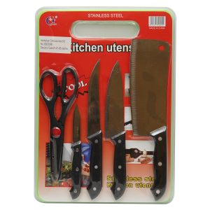 Set cuchillos con tabla de picar de plástico PE004